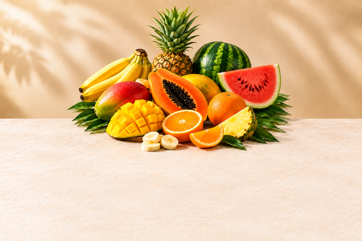 Banner com frutas mais acima