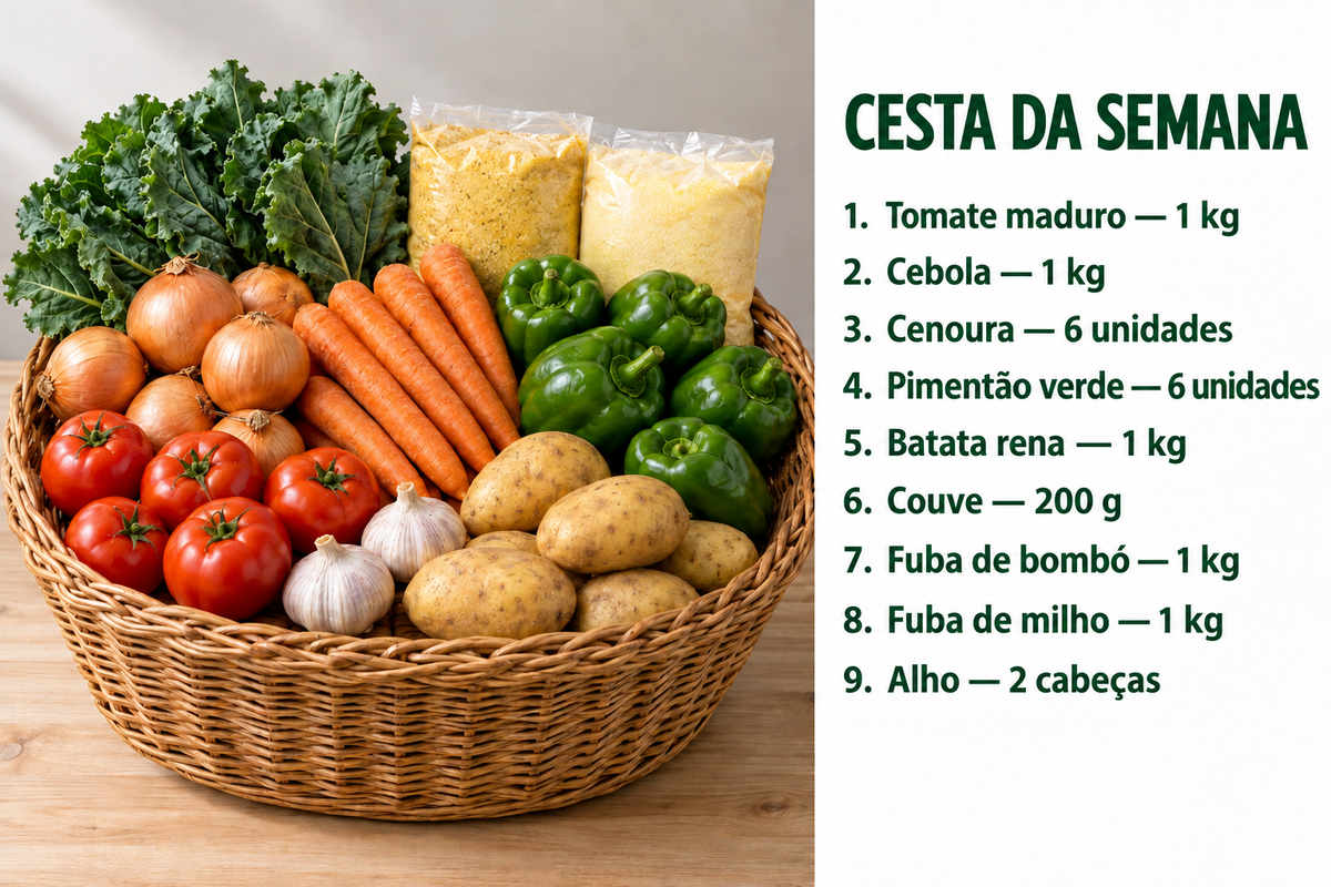 Cesta da semana com produtos numerados