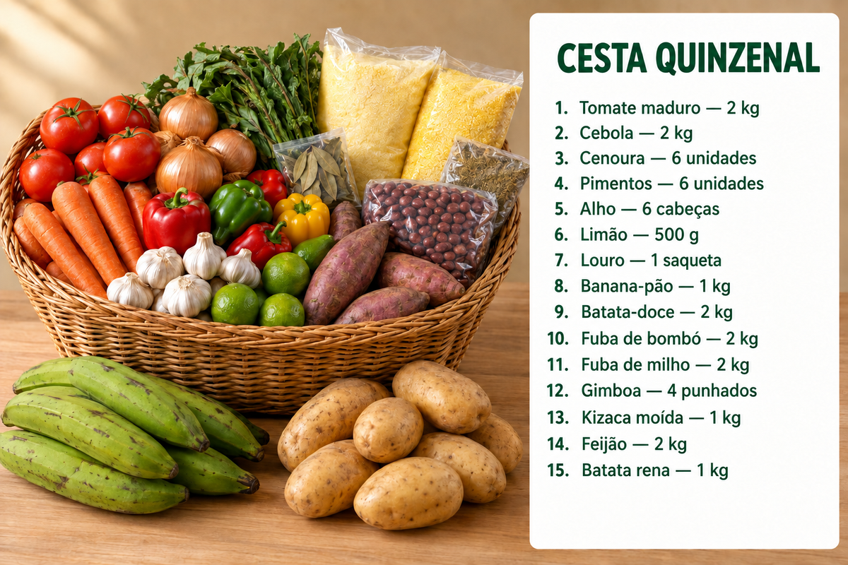 Cesta quinzenal com produtos numerados